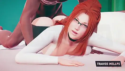 Мясистая рыжая профессор заползает в ваш офисный очки фантазии на, рубашка тугая, отношение шаловливая