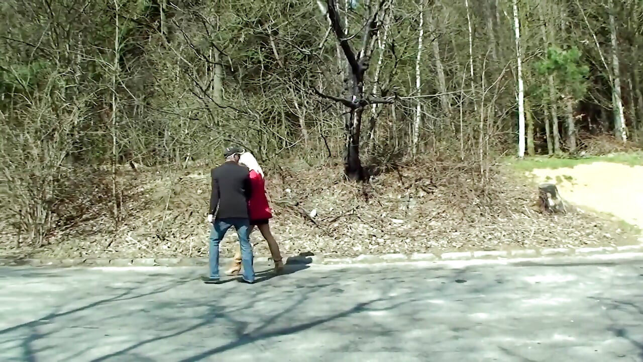 I fuck this amazing hot blonde slut giving blowjob with natural tits outdoors where they can see us