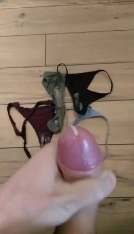 Cum on Panty Thong jerk off wank Dirty Pantie string