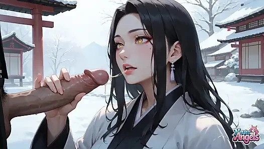 Kimono si kuil salju muncrat tiga kali di pesta seks penetrasi