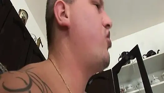 Redhead in Stockings Rides Huge Dildos Wildly