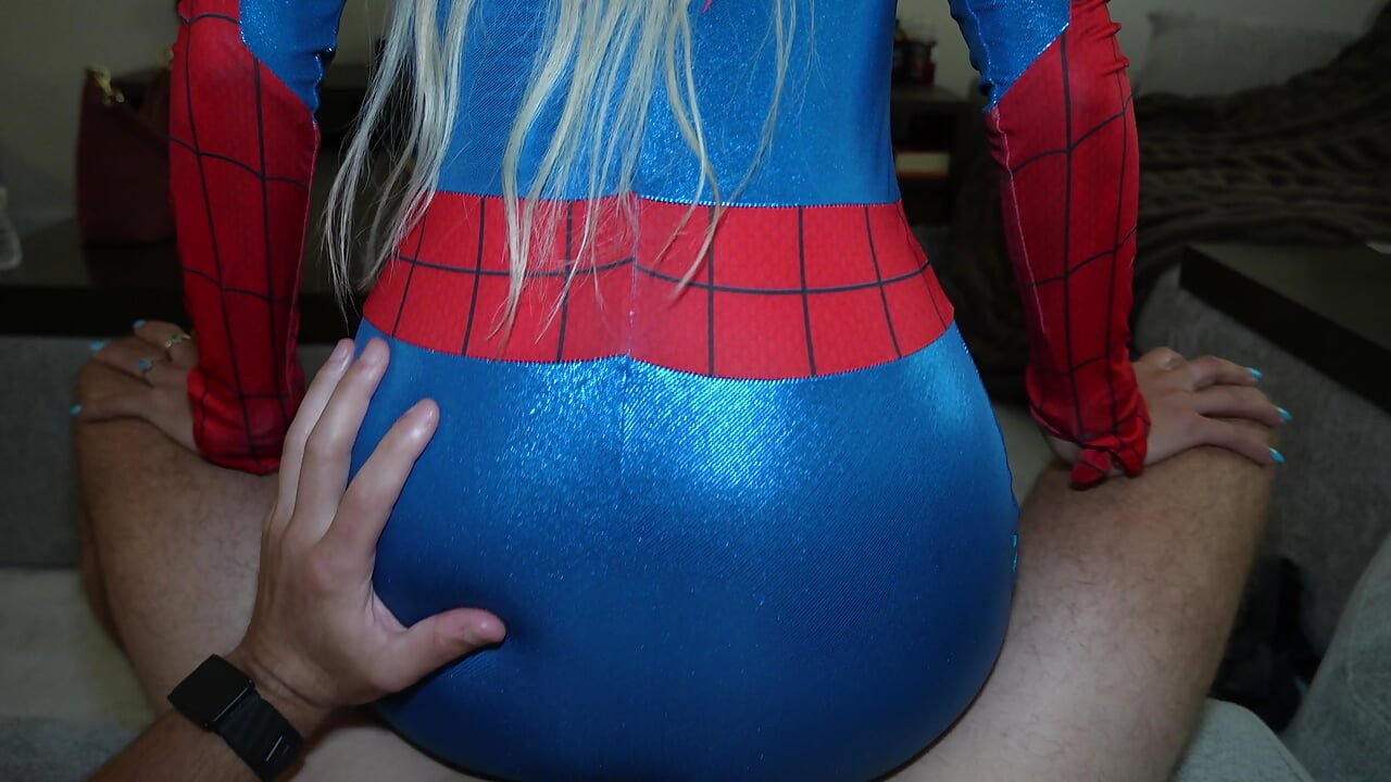 SpiderGirl Gets Covered in a Web of Her Step Bros Cum!