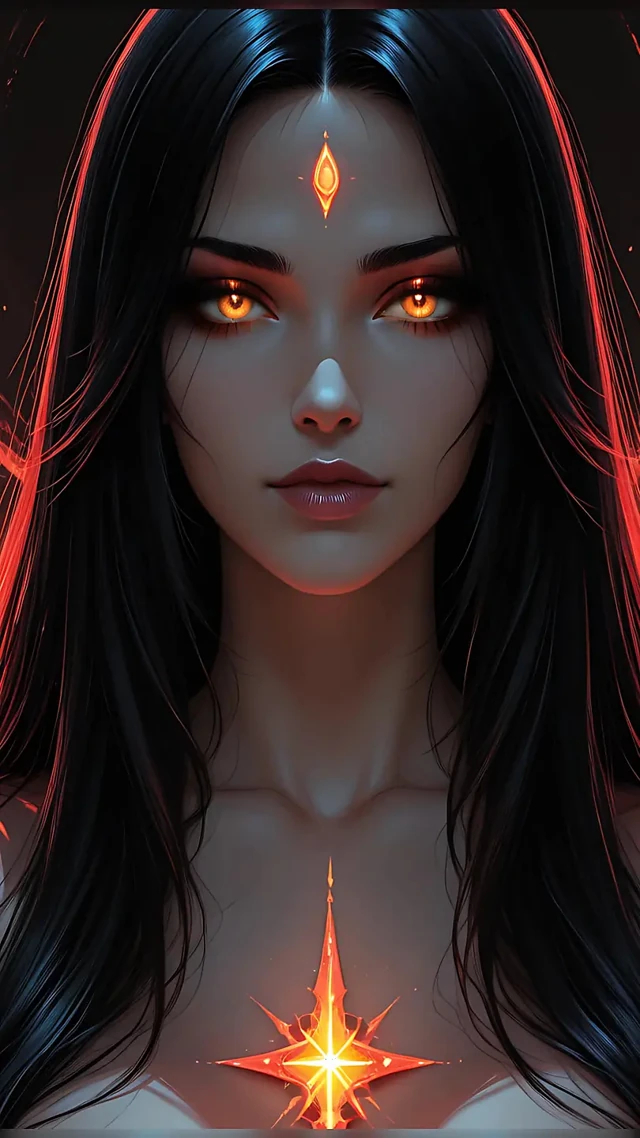 Shadow Assassin Warrior Woman with Jet Black Hair and Amber Eyes Dark Fantasy Portrait Ai Art Slideshow