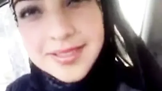 Hot arab flashing her boobs in the car