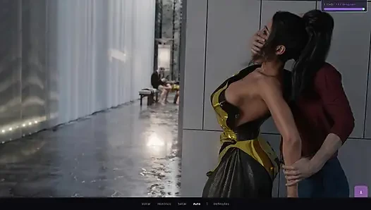 Sofia-- Watching her friend taking a threesome, getting masturbated by an old man at the party
