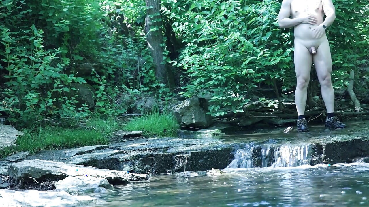 Flexing by the Waterfall, Trying to Sneak a Little Private Moment