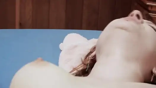 Pale teen fucked hard on the massage table