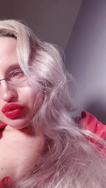 Your Wife Is Nothing Because You in Love with Findom Goaldigger. Edging Ritual in Big Thick Eyeglasses and Red Big Lips.