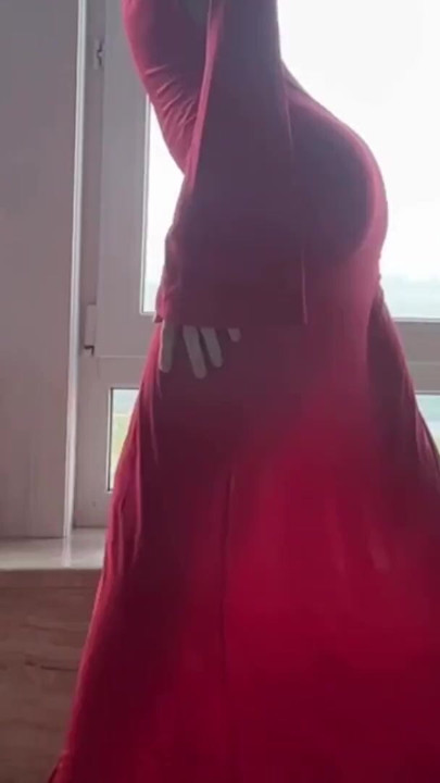 sexy hot yoga in red long dress | Clip 3