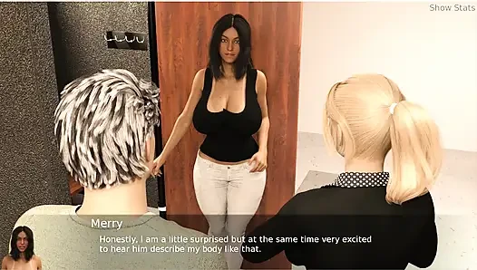 Project hotwife - gameplay -  husband fucks wife in doggy style and cum in tits and her body