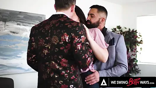 WE SWING BOTH WAYS - Perfect Bisexual DP And Cum Sharing During Hot Threesome