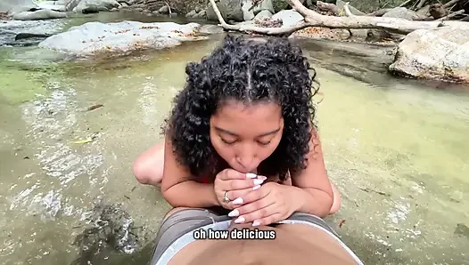 Her boyfriend wouldn't fuck her, so the bitch sought pleasure with a stranger at the river