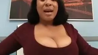 Big Titty Ebony Jiggling Boobs in Office