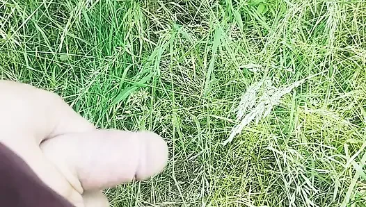Hot outdoor cum in old city park. Almost caught.
