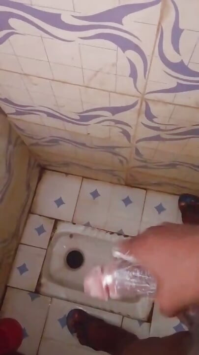 Masturbating Monster Cock in the Bathroom