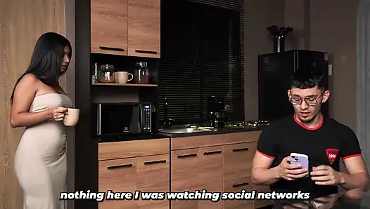 Oh no, that wasn't my intention! - Embarrassed stepbrother ends up having sex with his slim stepsister