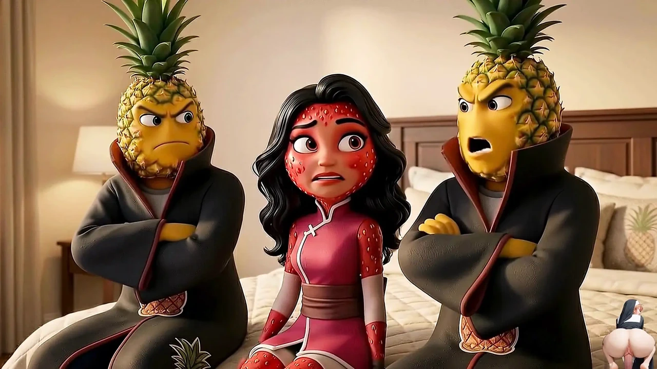 Fruit Series: Episode 3 - Cute Strawberry Girl and Pineapple Girl Sharing Sensual AI Hentai