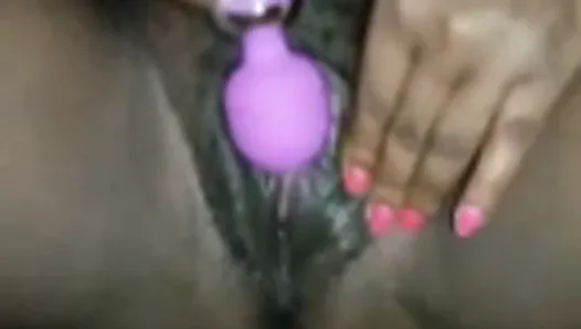 Nigerian MILF masturbating with wand, drips and squirts