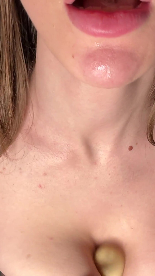 Homemade JOI ASMR Hot milf slut sucks big dick, sitting, moaning -Dildo tit fuck from hot MILF DOMINATRIX | Clip 1