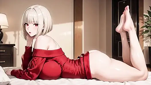 Teasing Busty Red-dress Goddess Filled All Night in Japanese Suite