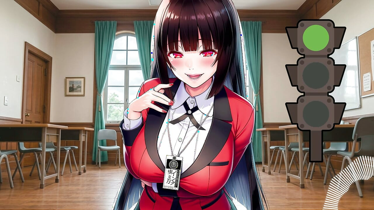 Kakegurui'den Yumeko ile Yeşil Işık, Kırmızı Işık. İngilizce ses. JOI hentai.