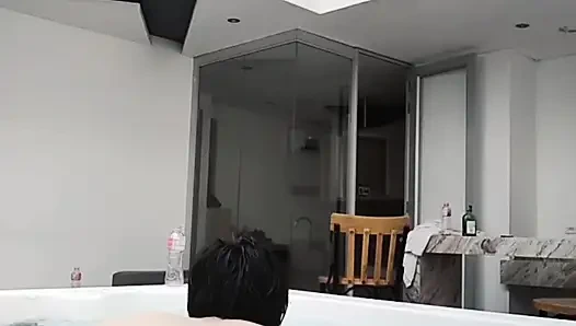 Tattooed in super jakuzy masturbates in front