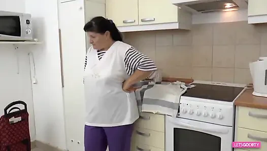 Granny Claudia sucks and fucks a younger guy