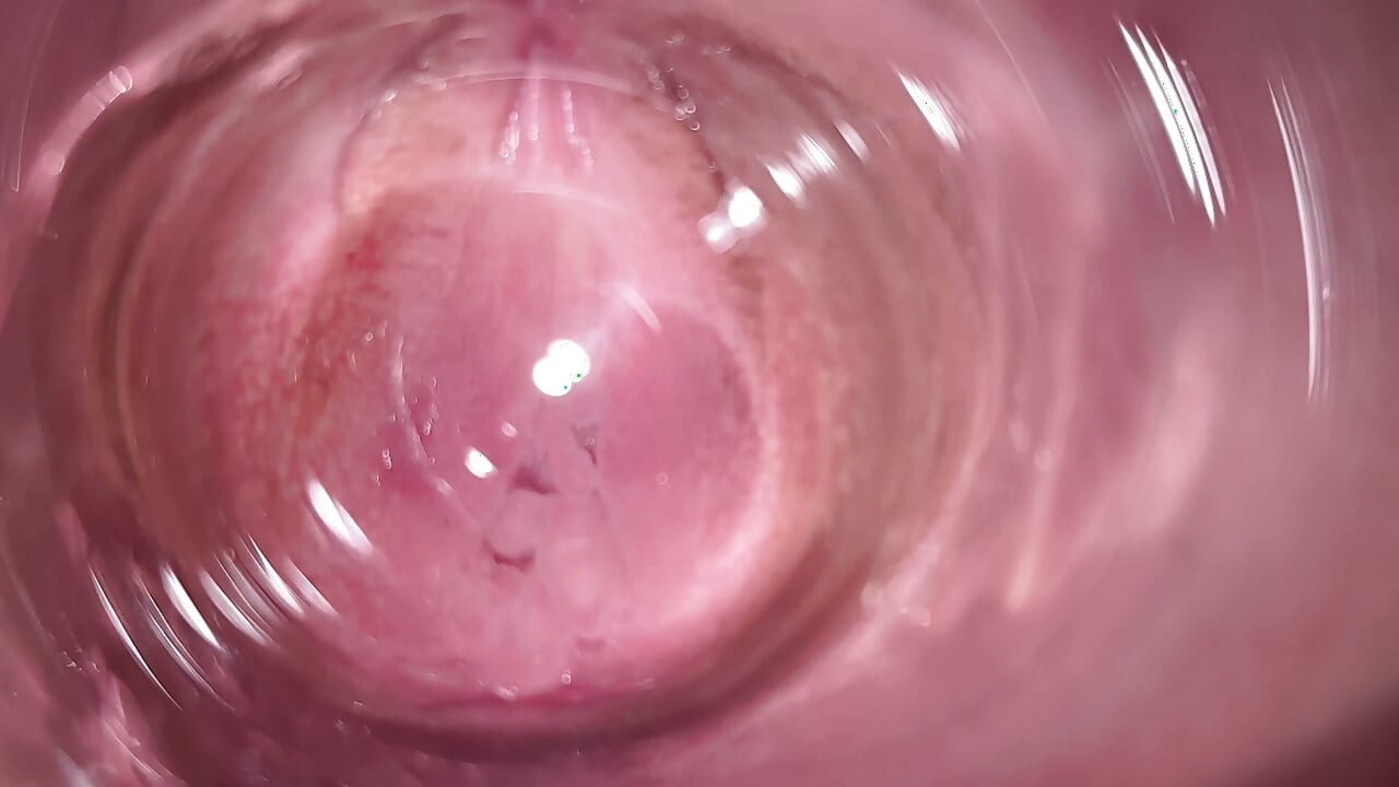 Camera deep inside Mia's teen creamy pussy
