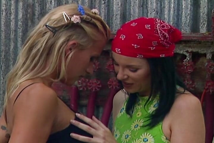Steamy Threesome in the Shed: Blonde and Brunette Babes Go Wild