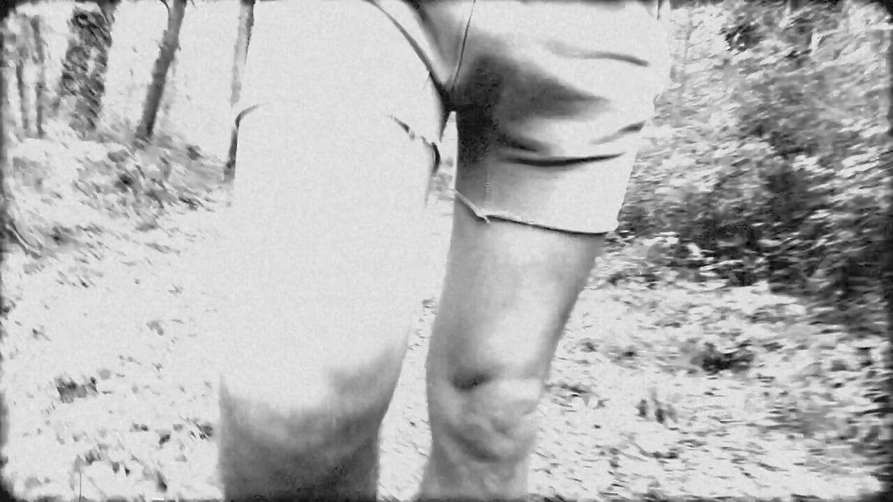 Dildo play, asshole teasing before being fucked in a wood