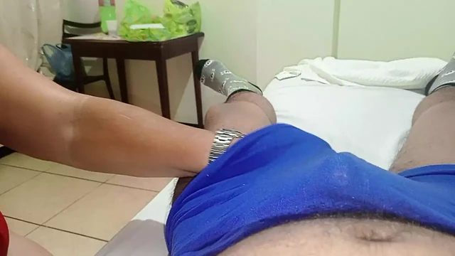 Stepmom sucking cock and masturbating her young stepson