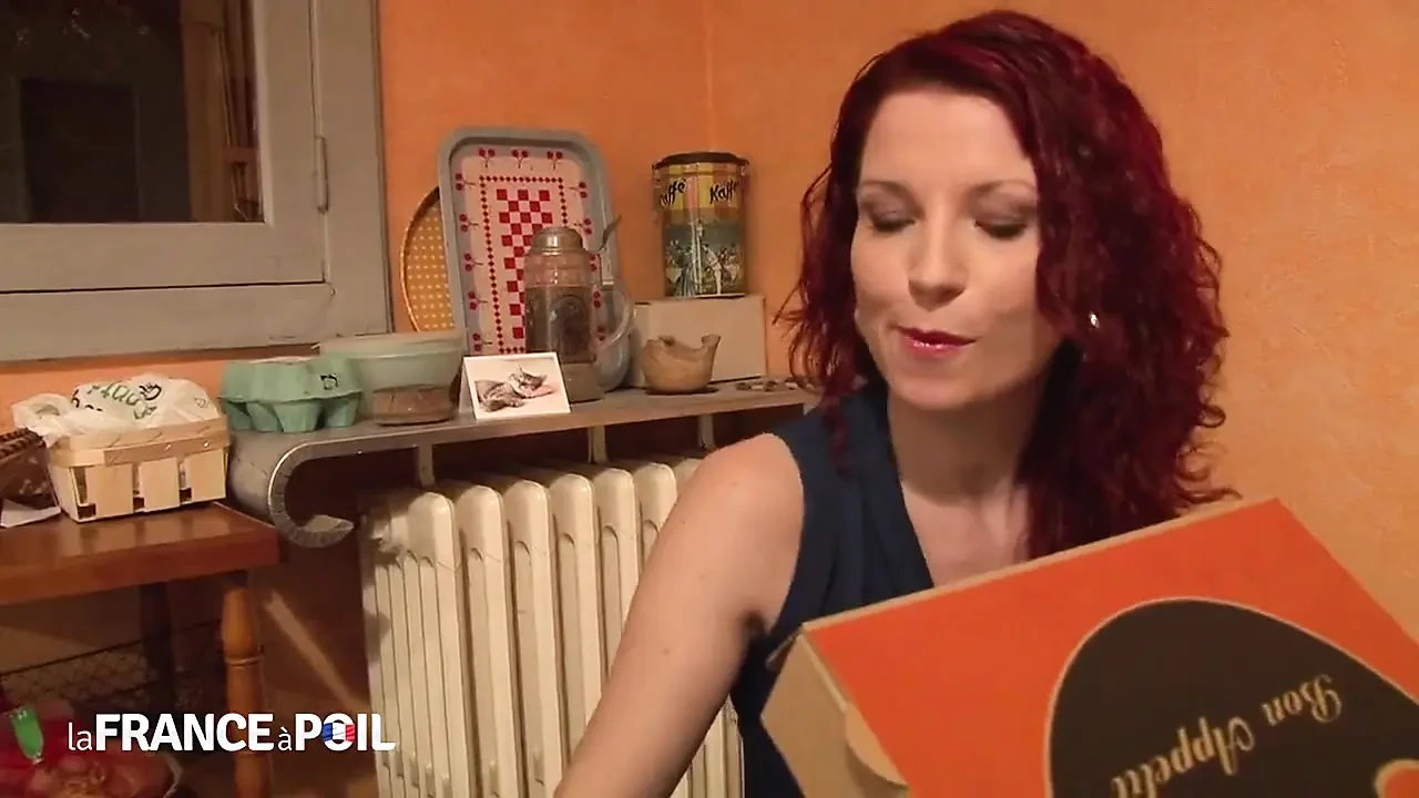 Slutty French Redhead Delivers Pizza and Pussy