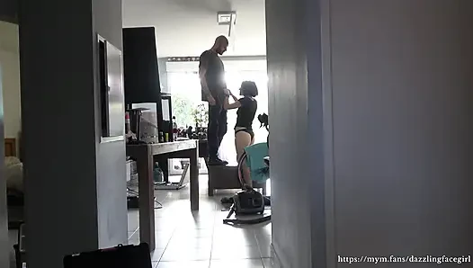 I Got Too Horny Watching the Electrician So I Sucked Him and Let Him Creampie Me Bareback