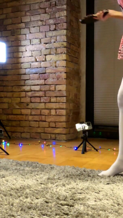 Amazing new year party with two petite hot college girls in different costumes to play with a cock and balls | Clip 1