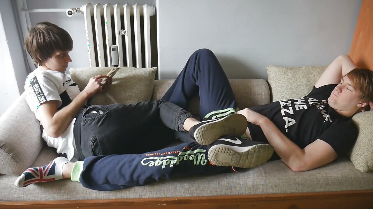 Blue ankle socks footjob and feet worship