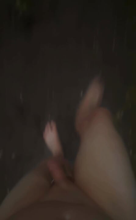 Long naked barefoot walk from car to a welcome to my town sign