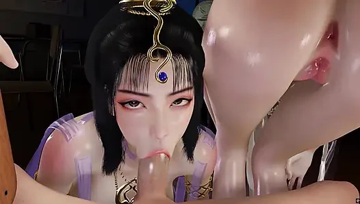 Dua cewek sange 3d berbagi satu kontol besar