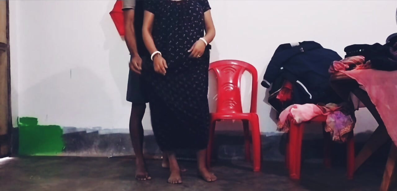 Desi Naughty Bhabi with big boobs is waiting for hot devar in outside kitchen room.