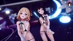 2 słodkie nastolatka tańczą w seksownym stroju kąpielowym + stopniowe rozbieranie się (3D HENTAI)