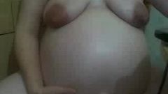 ugly preggo pig in webcam