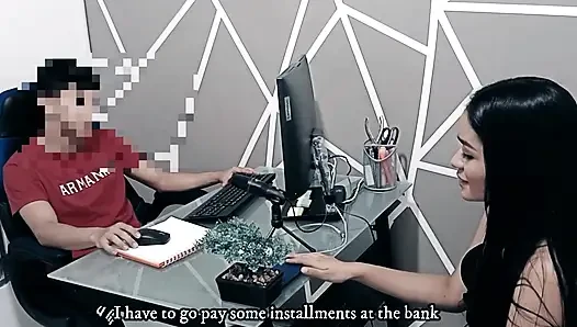 A sexy real estate agent shows her client. Porn in Spanish