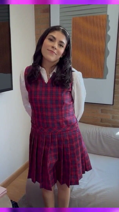 A student in school uniform gets fucked by a big erect cock | Clip 1