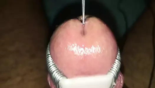 My electro tortured cockhead completely swallows a 13mm rod