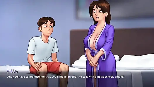 Stepson sniffs panty of her stepmom Debbie and caught later by her (Summertime Saga)