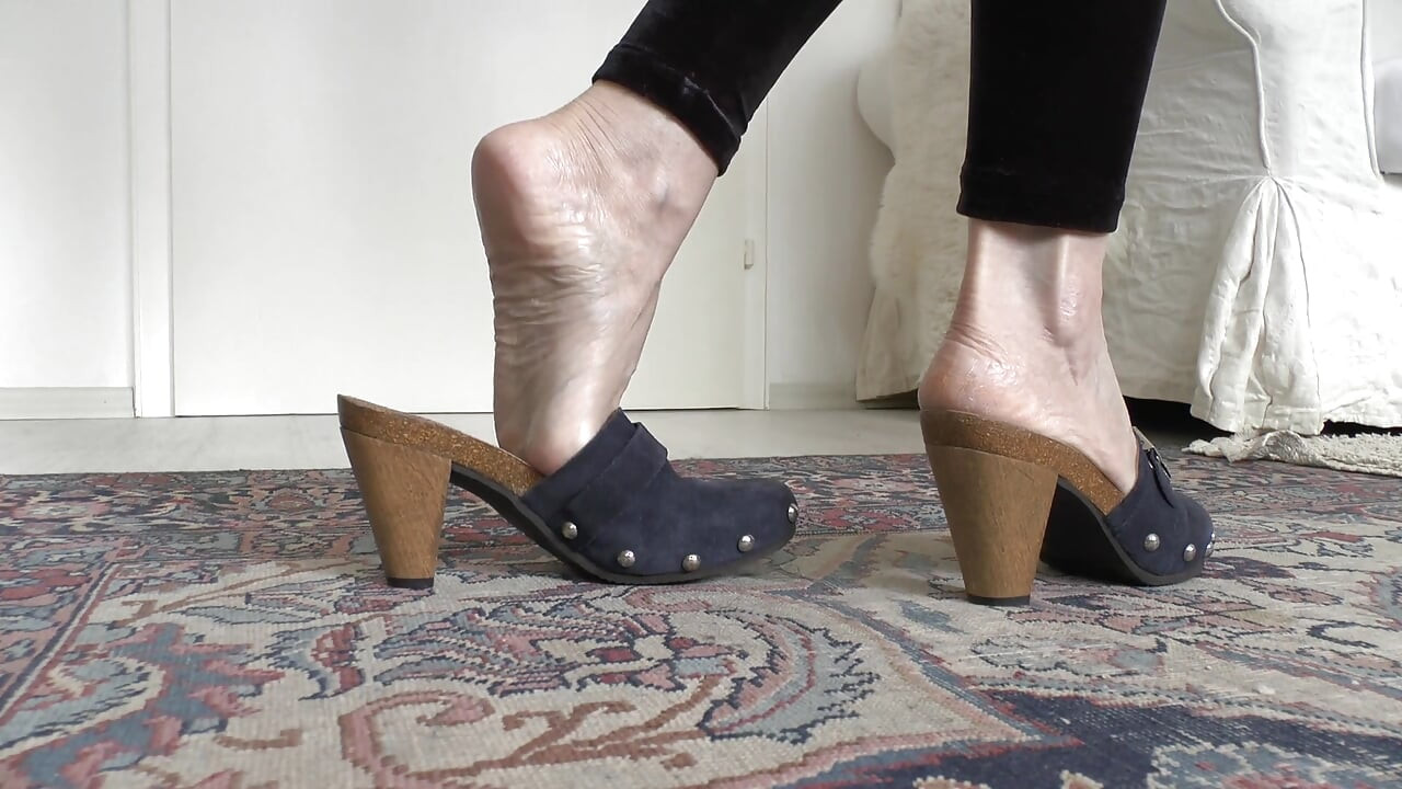 Blue Wooden Clogs, Sabots, Lady Victoria Valente