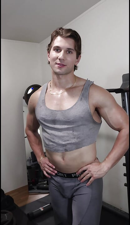 Adonis Beautiful Bodybuilder Boy Poses and Tries to Get You Workout