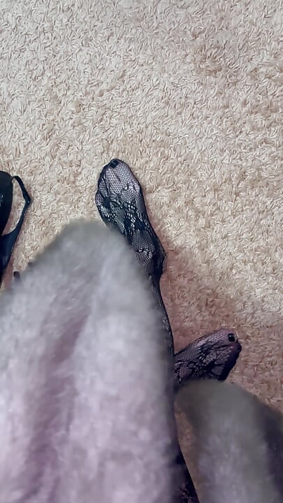 Playing with My Legs in Sexy Stockings and Heels