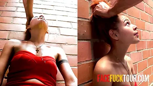 Heiße 18-jährige latina, rothaarige, hardcore-gesicht von großem schwanz in der Öffentlichkeit gefickt