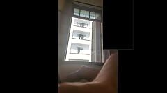 Trying to be caught naked masturbating by neighborhood at open window part3