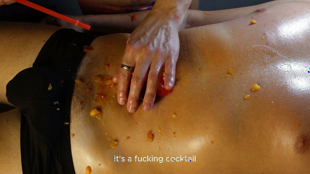 Deep Navel Play Fruit Stuffed & Filled with Cum
